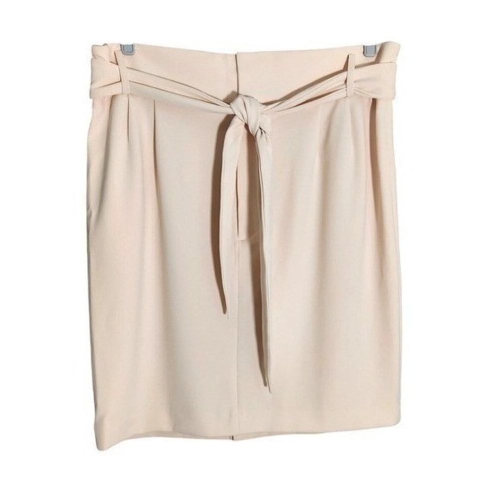 DKNY Skirt Women 16 Cream Office Chic‎ Pencil Belted Stretch Secretary Career